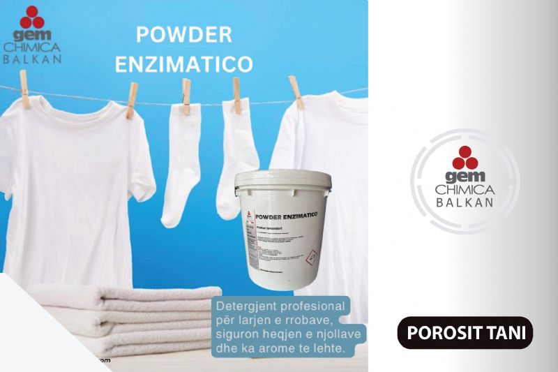 POWDER ENZIMATICO detergjent profesional me enzima per rroba, Pastrues per heqjen e njollave nga rrobat, Detergjent per lavanderi, Detergjent aromatik per larje profesionale, Pastrues tekstilesh me formule enzimatike